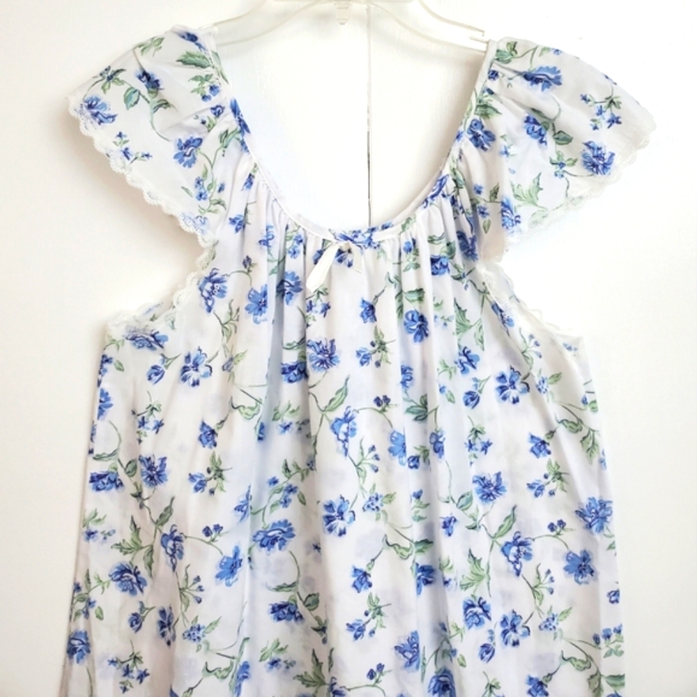 Ship'n Shore Vtg Sleeveless Ruffle Traditional Nightgown & Robe Set Sz Sm - Picture 3 of 16